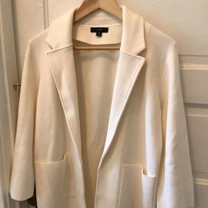 J. Crew White Sophie Open Front Sweater